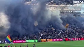 Heavy dark smoke in Exposition Park ahead of LAFC-Galaxy's El Tráfico