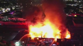 Massive fire tears through Montebello warehouse